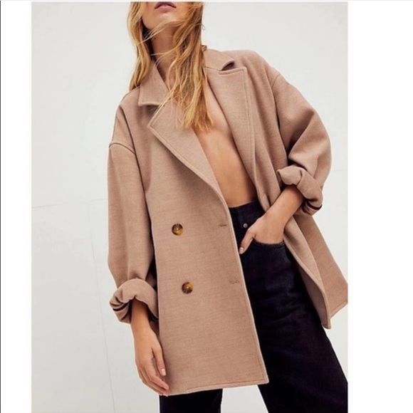 Free People Jackets & Blazers - 🎉HP🎉. Free People Hannah Oversized Slouchy Blazer / Pea Coat in Camel